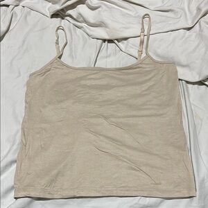 INC M Women's Cream adjustable Spaghetti Strap Top rain spandex like new euc